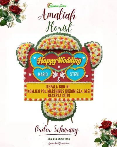 Karangan Papan Bunga Pernikahan di Tiro Sompe